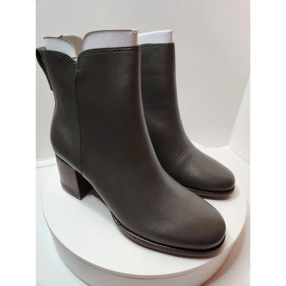 Sperry Seaport Heel Bootie Women’s 10 Olive Leather Ankle Boots
